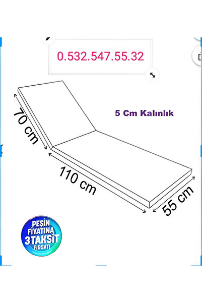 RevuBaby 1 Adet Şezlong Minderi Katlanır Şezlong Minder 180*55*5 Cm Yıkanabil...