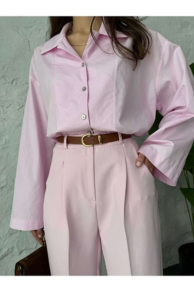 Elif Özbey Butik Pink Gold Belted Carrot Pants