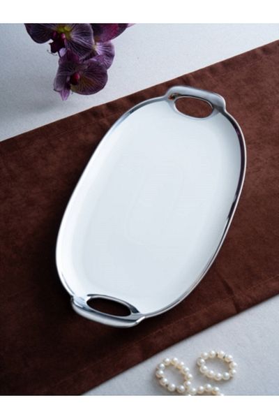 ACAR Arwen Oval Silver Presentation Tray 46X23X3Cm