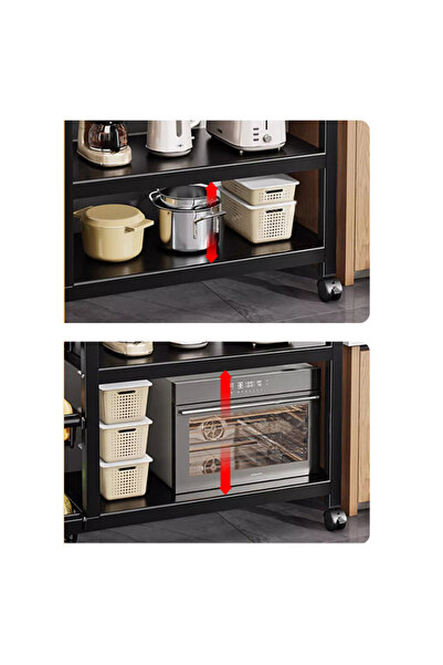 Viyogo Metal shelf with 4 shelves and 3 storage baskets, portable, 90(L) x 32(w) x 108(H) cm, black