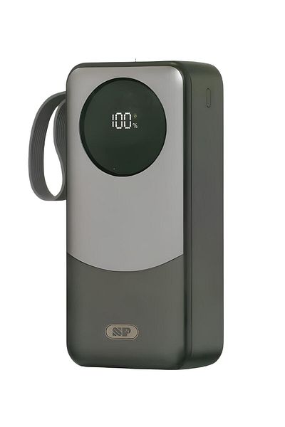 SP 30000mAh Power Bank with 22.5W Output, 2 USB Ports, 1 PD Port, and Display