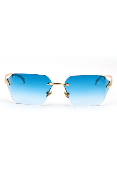 Angel Eyes Geometric Design Blue Solid Glass Women Sunglasses Ce Certified Uv400 Protected