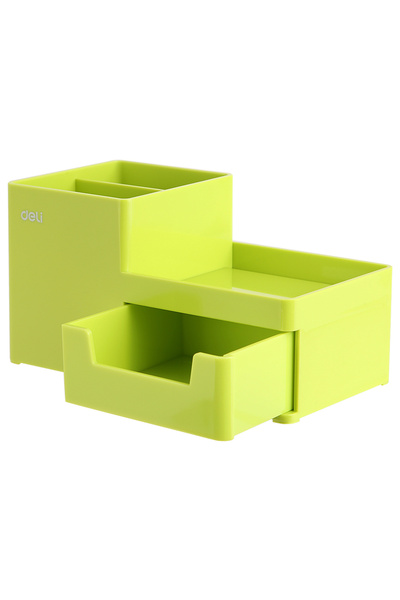 Deli Organizator de birou cu 3 compartimente + sertar Green Deli