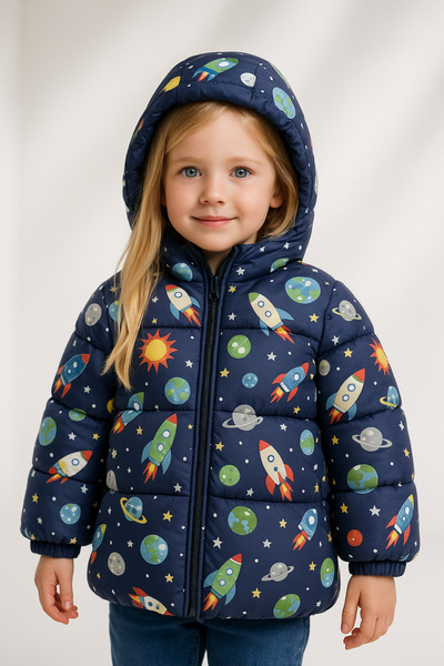 freemen Spor Kız Spor Çocuk Içi Polarlı Kapüşonlu Ufo Desenli   Mont & Kaban ...