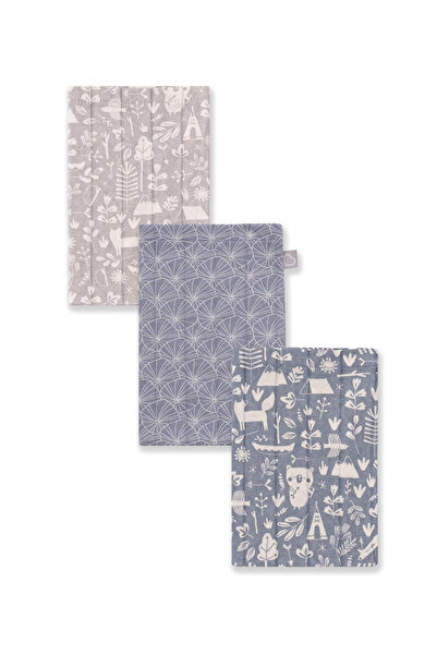 Boumini Bebek 3'lü Doğa Desenli Kese Mavi - Gri