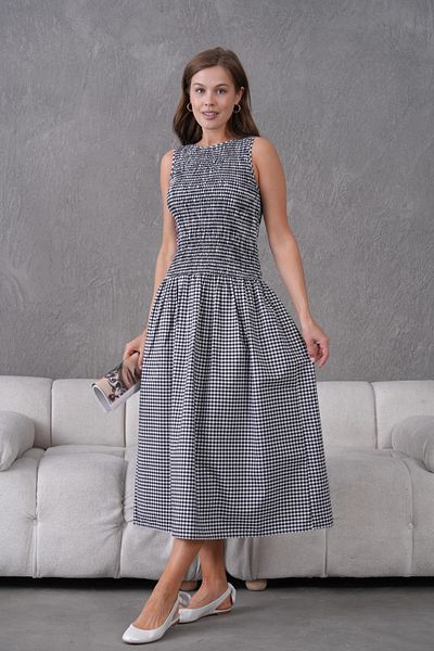 Park Karon Gimped Maxi Length Gingham Summer Woven Dress