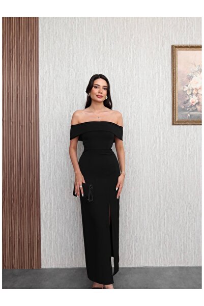 ESRAHELVACI Μαύρο φόρεμα με χαμηλό σκίσιμο