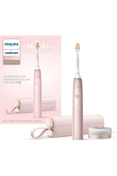 Philips فرشاة أسنان سونيكير بريستيج 9900 القابلة لإعادة الشحن مع تقنية SenseIQ، وردي، HX9990/13