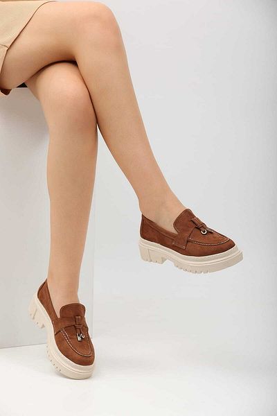 CICIKIZ Tan Suede Tasseled Women's Loafer