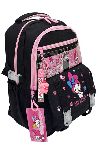 ms mixxstore Set de rucsac pentru fete, cu accesorii în stil coreean, culoare neagră, nutritivă termică și suport pentru stilouri