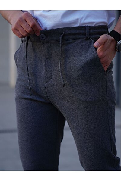 EXSPORT Чоловічі штани з боковими кишенями, еластичним поясом, шнурівкою та подвійними штанинами, вільного крою, зручні джоггер-штани.