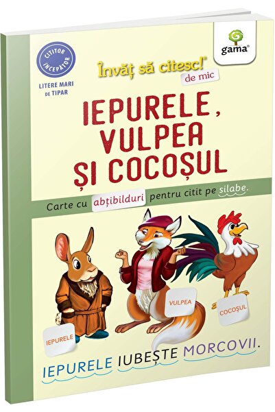 Editura Gama Iepurele, vulpea si cocosul. Carte cu abtibilduri pentru citit p...