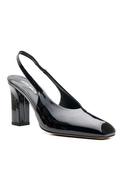 Sofia Baldi Aclen Black Patent Leather Women's Thick Heel