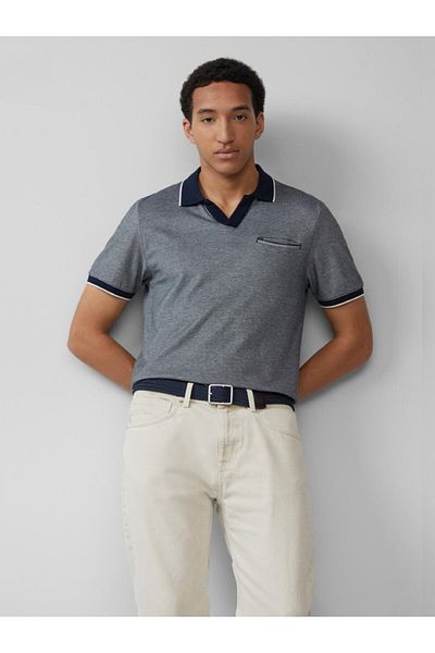 s.Oliver Tricou polo bărbătesc bicolor cu buzunar la piept, croială regulată, bleumarin, 3xl