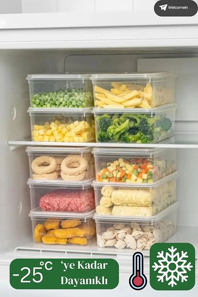 storeks 10 Pieces 2 Lt. 10 Pieces 1 Lt. Self-Covered Deep Freezer Suitable for Freezer Storage Container Organizer
