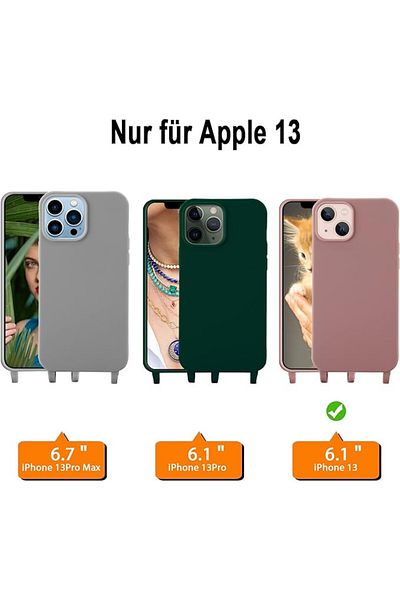 Karll Case set with cord and 2 glass protectors for iPhone 13, silicone/textile, gray, 6.1 inches