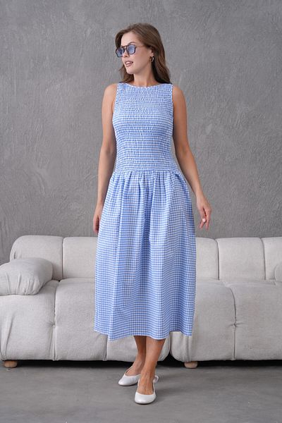 Park Karon Gimped Maxi Length Gingham Summer Woven Dress