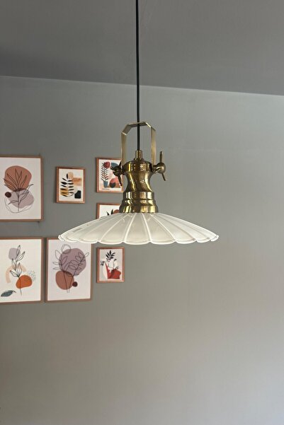 Bamyum Risso Beyaz Metal Büyük Avize Tekli Rustik Cafe Mutfak Modern Sarkıt Aydınlatma