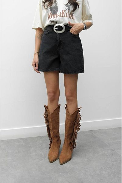 Hotfashion High Waist Denim Shorts Durban Black