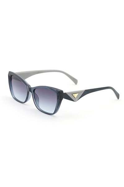 Angel Eyes Rectangle Design Navy Blue Bone Frame Purple Glass Women Sunglasses Ce Certificated Uv400 Protected