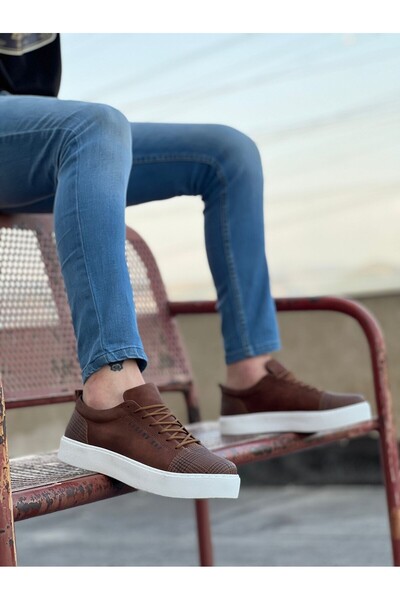 EBRUS TREND Et0104 Lace-Up Tan Plaid Sports Classic Men's Shoes