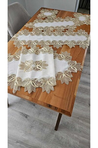 ZESA HOME Keten Üzerine Ağar Güpürlü Lüx Salon Takımları