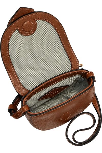 Fossil Women's Harwell Leather Micro Flap Crossbody Purse Handbag, Brown