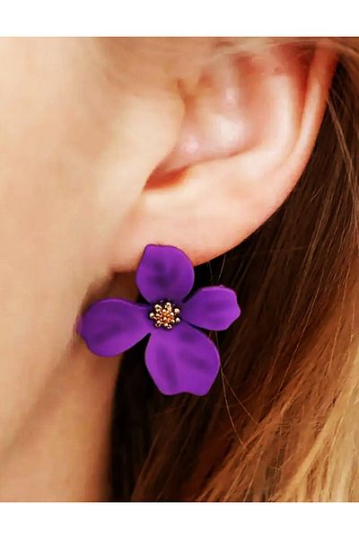 Siya Silver Silicone Coating Colorful Flower Earrings
