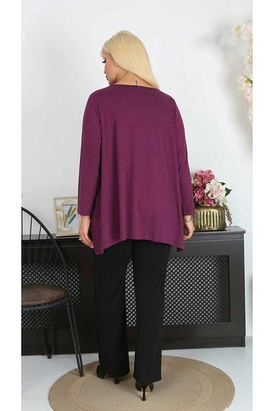 ViolettaXL Women's Plus Size Slit Loose Wool Viscos Tunic