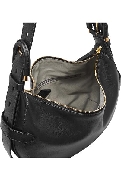 Fossil Women's Harwell Leather Hobo Purse Handbag Black