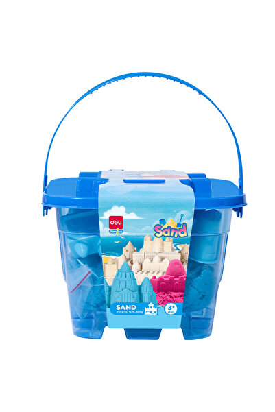 Deli Găleată Kinetic Sand 500g + 6 forme de modelat Blue Deli