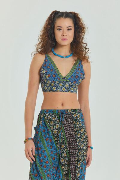 Los banditos Lace up Backless Adjustable Crop Blouse