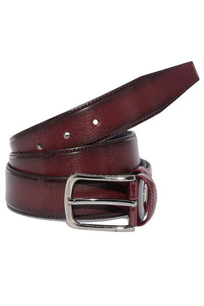 Süzer Deri 3.5 cm Buckle Patent Leather Patterned Model Classic Men's Belt Claret Red