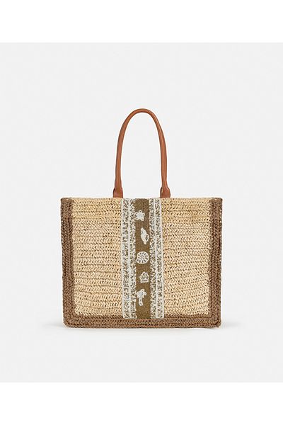 İpekyol Bead Embroidered Raffia Tote Bag
