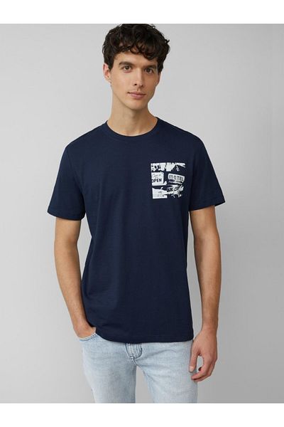s.Oliver Tricou bărbătesc cu guler rotund și imprimeu, bleumarin, 3XL