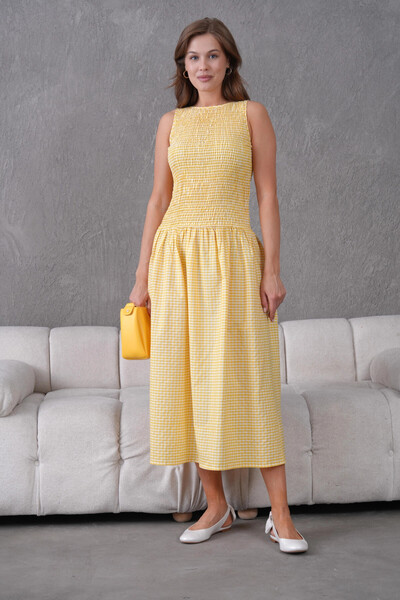 Park Karon Gipeli Maxi Boy Pötikareli Yazlık Dokuma Elbise