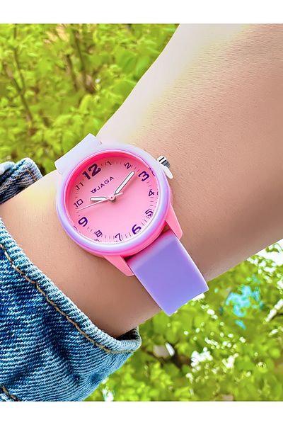 Ferrucci Jaga Silicone Wristwatch with Pink Dial and Purple Cord