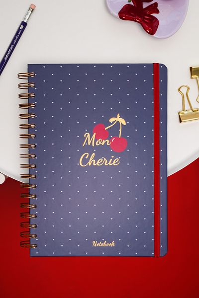 Matt Notebook B5 17X24 cm Spiral Elastic Plain, Unlined Undated Notepad Cherry