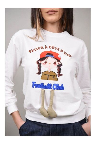 Cocco Rossa GIRL'S SPORTS SWEATSHIRT FOOTBALL CLUB GIULIA White M-L