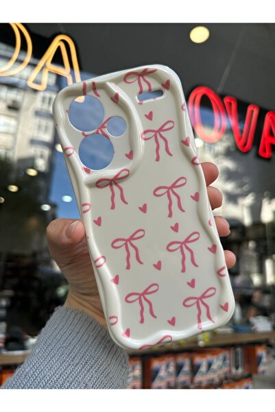 OVADA XIAOMI NOTE 13 PRO PLUS 5G Kamera Korumalı Dalgalı Kenarlı Kalp ve Kurdele Baskılı Silikon Kılıf