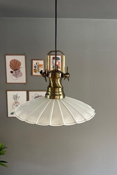 Bamyum Risso Beyaz Metal Büyük Avize Tekli Rustik Cafe Mutfak Modern Sarkıt Aydınlatma