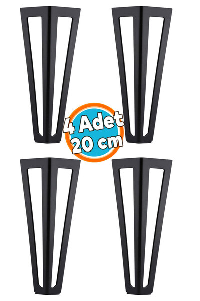 NZB Mobilya Koltuk Baza Sehpa Kanepe Masa Ayağı Metal Ayak 20 Cm Siyah 4 Adet
