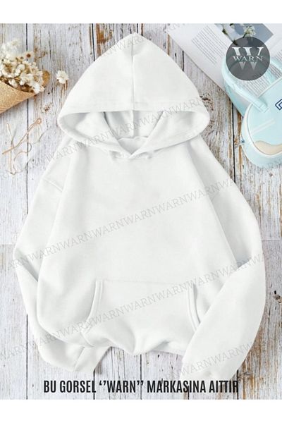 warn Φούτερ με κουκούλα 3 νήματα, χειμερινό Unisex, βαμβακερό, χοντρό
