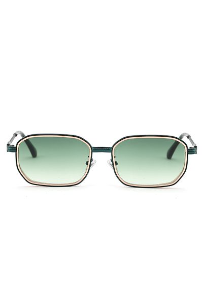Angel Eyes Rectangular Design Gold Green Frame Green Glass Women&Men Sunglasses