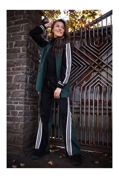 Lamiar Agnese Green Jacket and Sports Pants Set with Drawstring Waist S-m