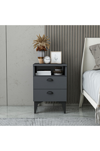 Home Mobiga Afra Çift Çekmeceli Raflı Komodin