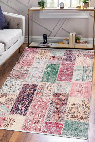 Markaev Oxford 089 Dekoratif Kaymaz Tabanlı Saçaklı Yıkanabilir Halı Yolluk M...