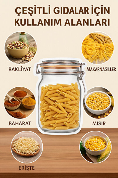 Dekals 10 Adet ORTA BOY 15,5x22 cm Kilitli Kavanoz Poşet Buzdolabı Poşeti Kurabiye çerez Poşeti