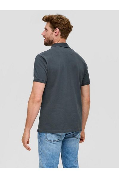 s.Oliver Men's Polo Shirt, Cotton, Regular Fit, Logo, Anthracite Grey, L