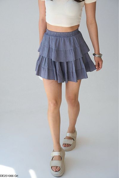 Lupies Women's Gray Flounce Shorts Skirt
